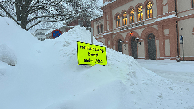 Schnee im Süden Norwegens rund um Oslo