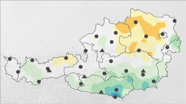 Karte mit Niederschlagsabweichungen