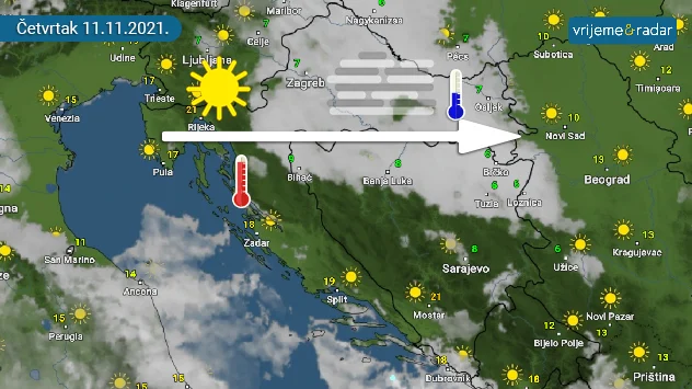 Temperaturna inverzija, vrijeme i radar, Hrvatska