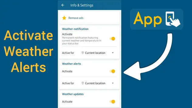 Turn on "weather alerts" on your app under "Info & Settings."