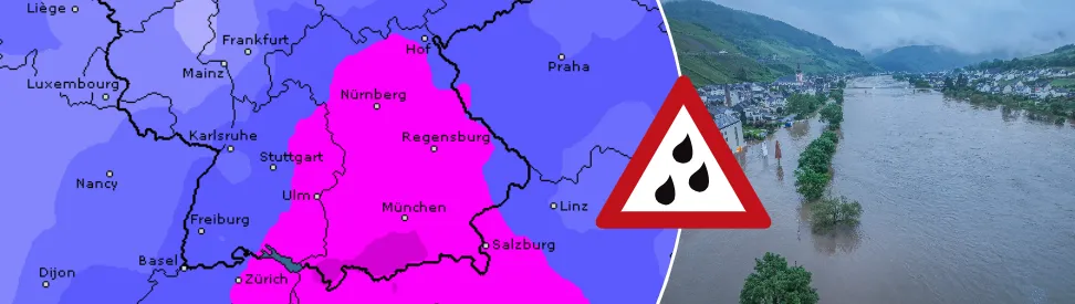 Unsere Warnkarte zeigt, wo mit kräftigem Dauerregen und Hochwasser zu rechnen ist.
