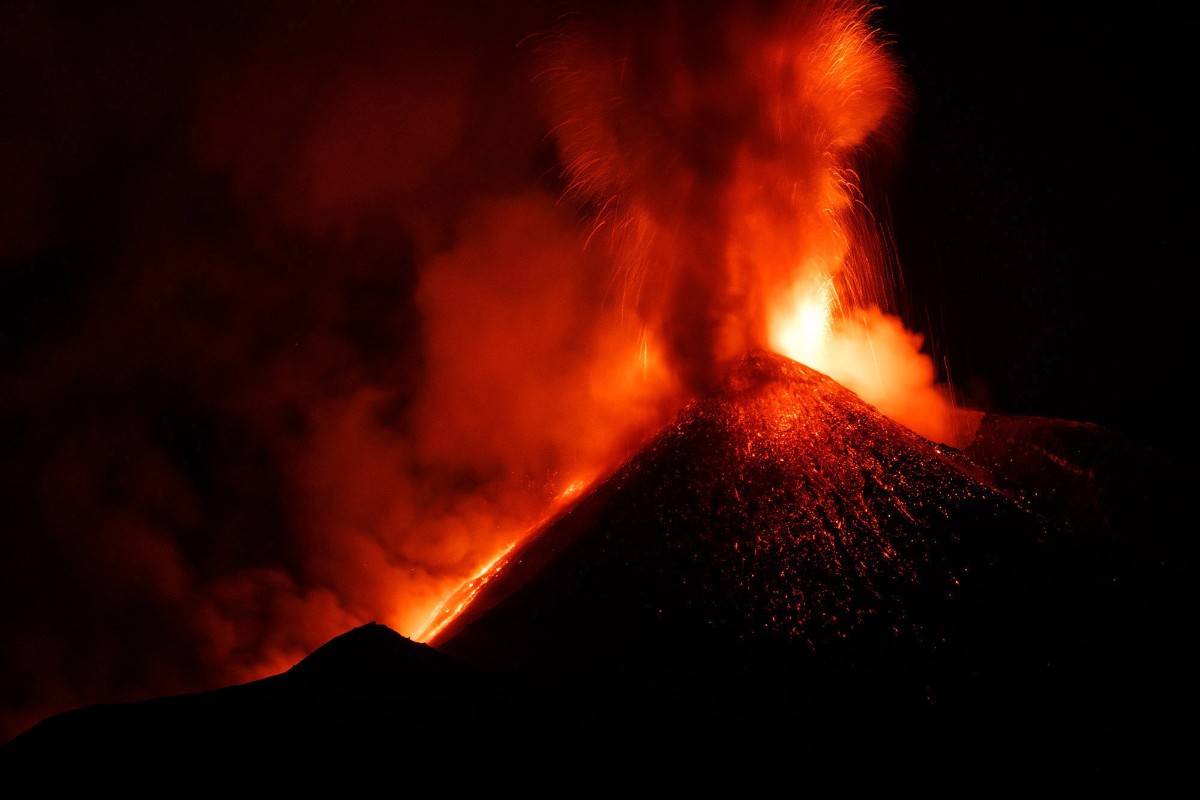 Video from the scene Mount Etna erupts overnight Weather News