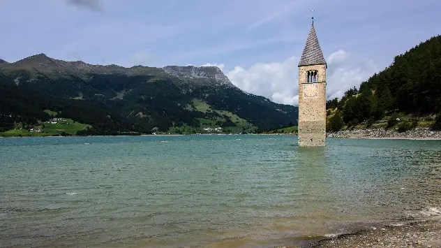 Lake church spire