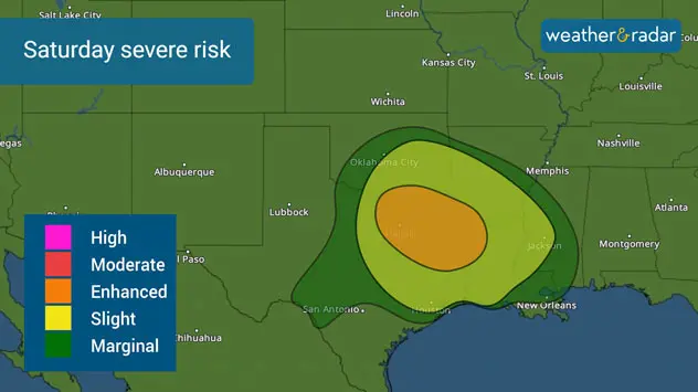 Saturday holds an enhanced risk for severe weather.