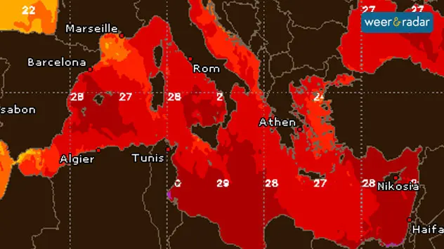 In sommige regio's bereikt de watertemperatuur in de Middellandse Zee de 30 graden.