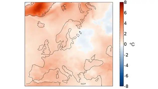 Abaterea temperaturii față de media climatologică în Europa, în toamna 2022.