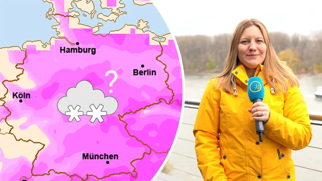 Die linke Karte zeigt Schnee und die rechte die Moderatorin des Videos.
