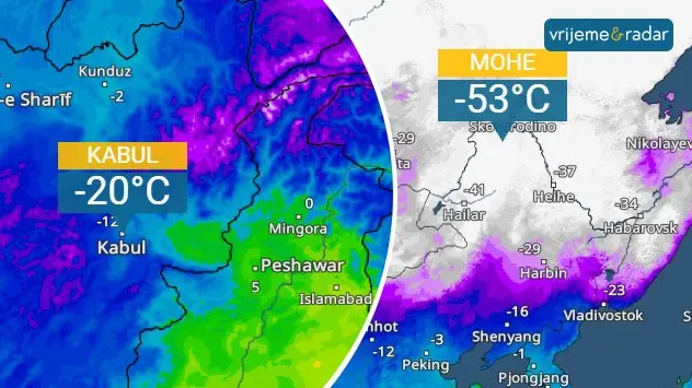 Povijesna hladnoća u Afganistanu, rekordi u Kini, Mohe
