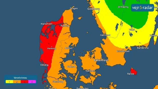 stormvarsler 21.12.23 danmark storm Pia