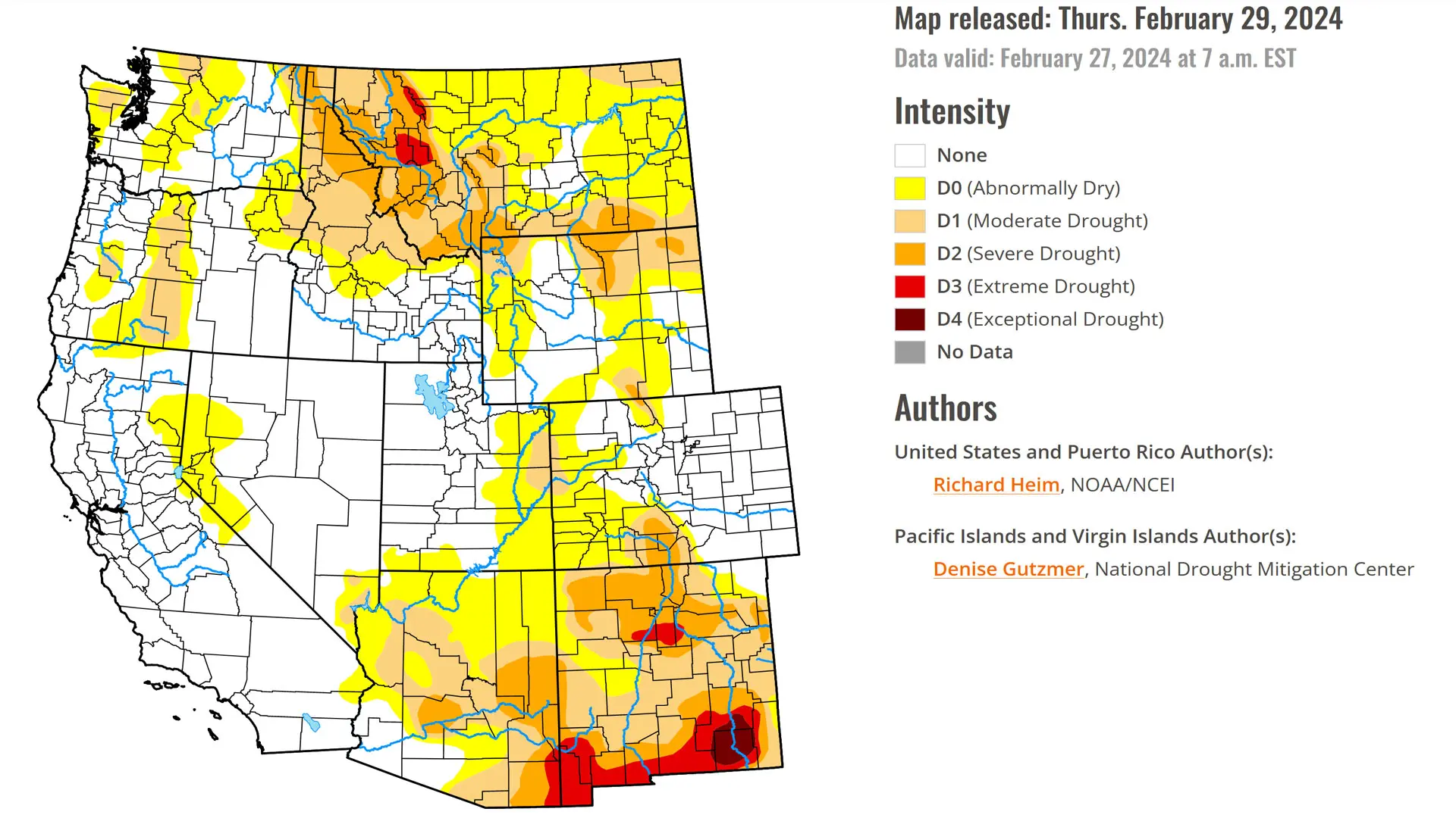 Latest drought update as of February 27, 2024.
