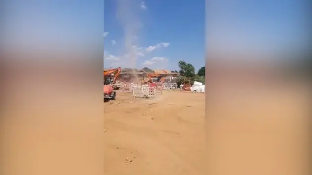 Dust devil on construction site