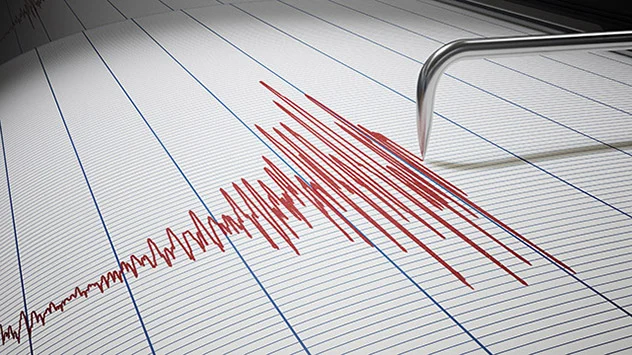 Erdbebenwellen auf einem Seismografen