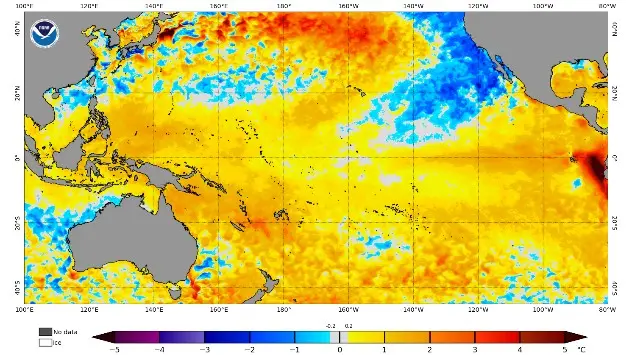 Sea surface temperature anomaly Pacific Ocean