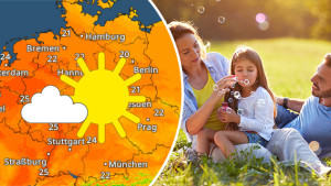 TemperaturRadar und Wetter für Sonntagnachmittag sowie Foto mit Familie bei einem Ausflug