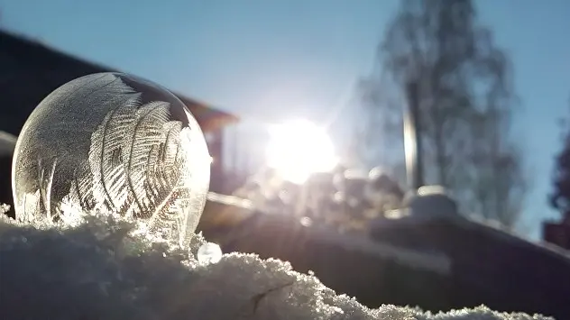 Frozen soapy bubble recently created in Heilbad Heiligenstadt, Germany.