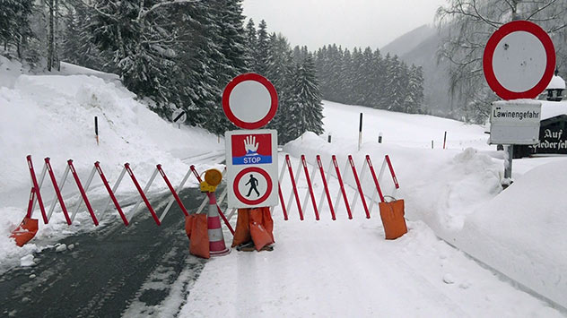 Straßensperre in Skigebiete