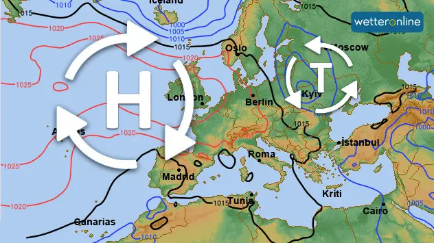 Das Azorenhoch weitet sich in nächster Zeit oft nach Mitteleuropa aus. Kleinere Tiefs über Osteuropa streifen uns nur zeitweise. 