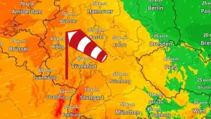 WindRadar zeigt stürmische Böen am Montagnachmittag