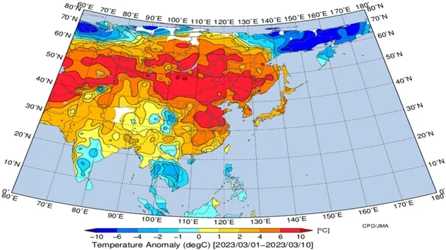 Odstupanje temperature u Aziji