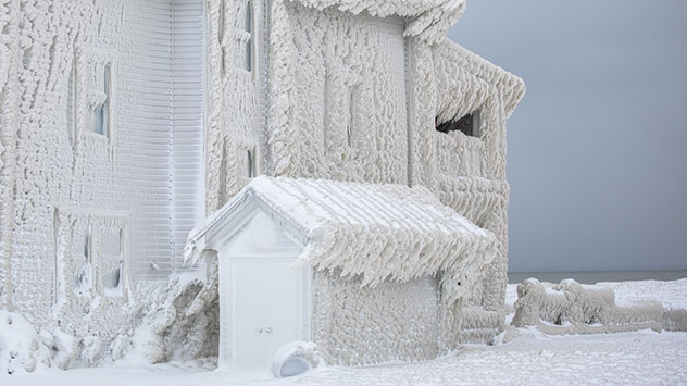 Lake Erie Eis Häuser Winter