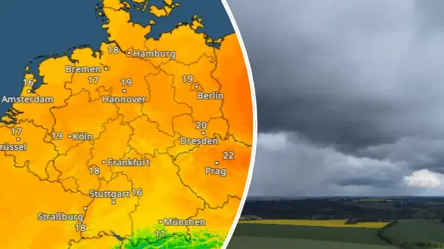 TemperaturRadar Samstag - Wolken über Thüringen