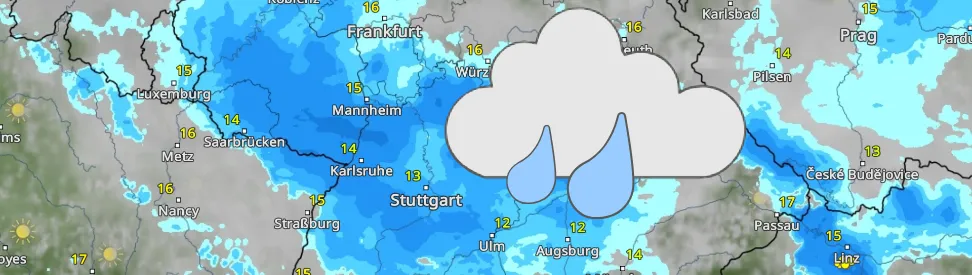 Bis einschließlich Freitag ist es in der Südwesthälfte Deutschlands sehr nass