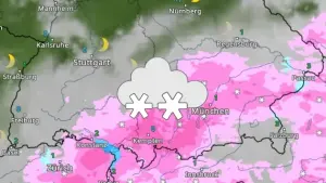 Dienstag früh fällt im Alpenvorland Schnee oder Schneeregen. 