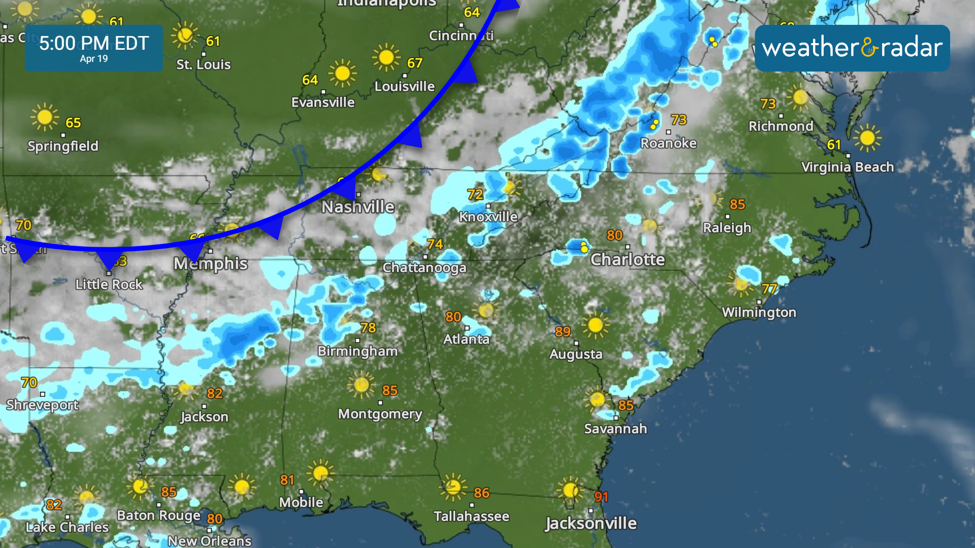 A cold front starts to fizzle out, some scattered strong to severe storms are possible across the South. 
