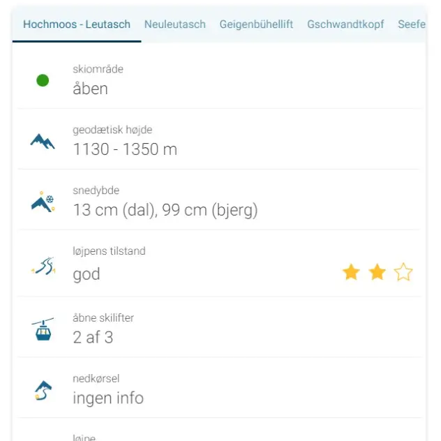 screenshot af ski feature