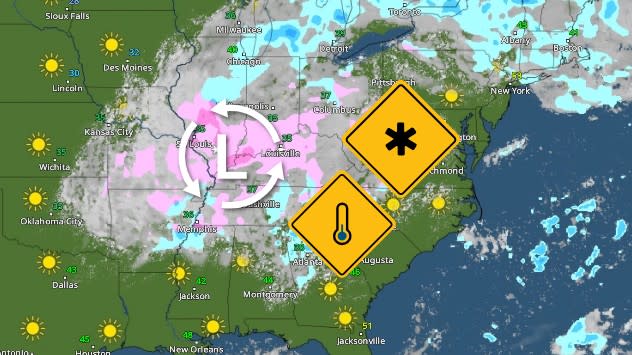 Snow showers swirl in the South and the chill sticks around into the