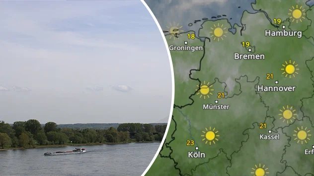 Der Himmel über Bonn ist mit dünnen Schleierwolken überzogen. Es handelt sich dabei um sogenannte Cirruswolken.