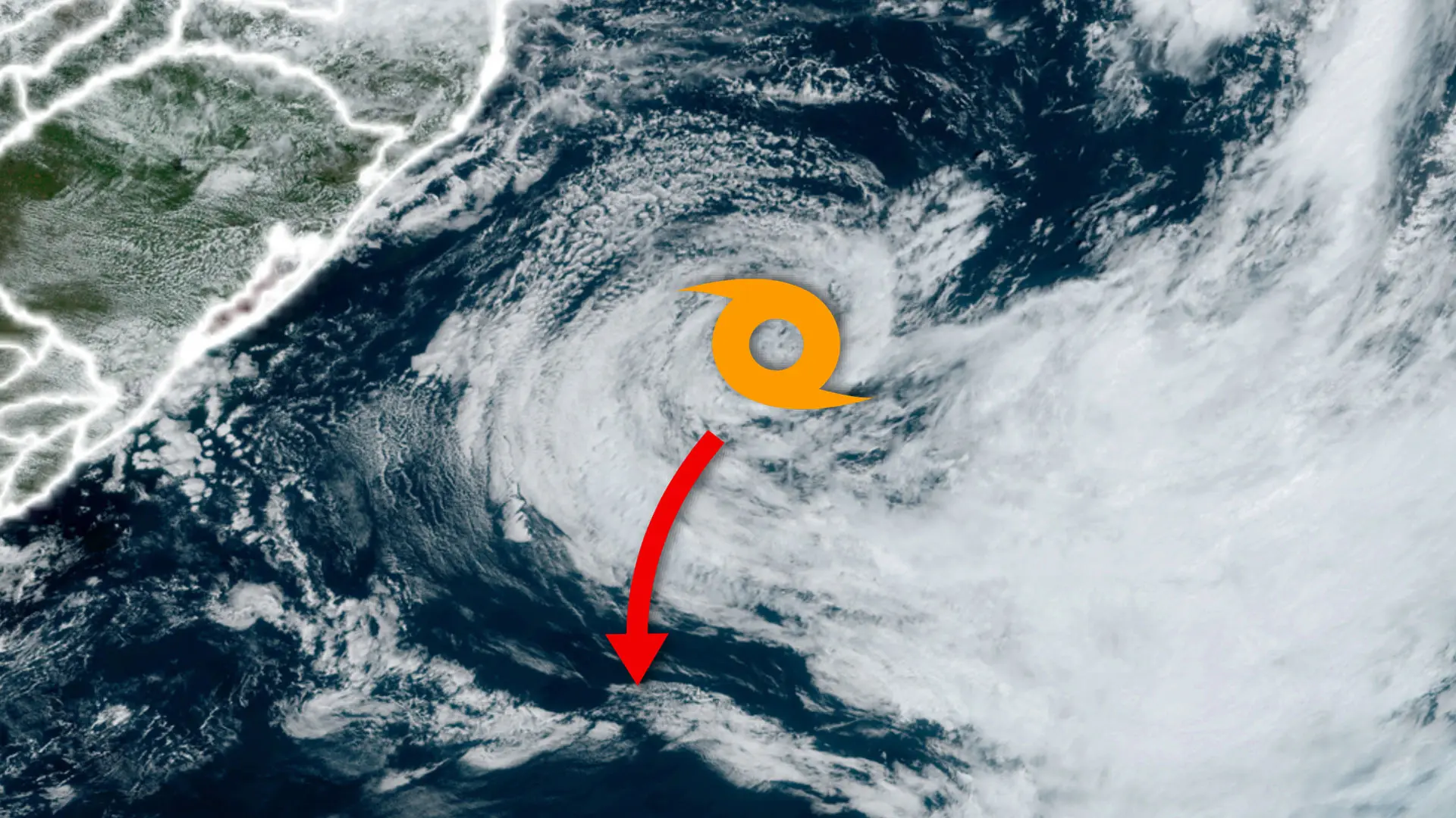 Tropical Storm Akará churns clockwise in the South Atlantic.