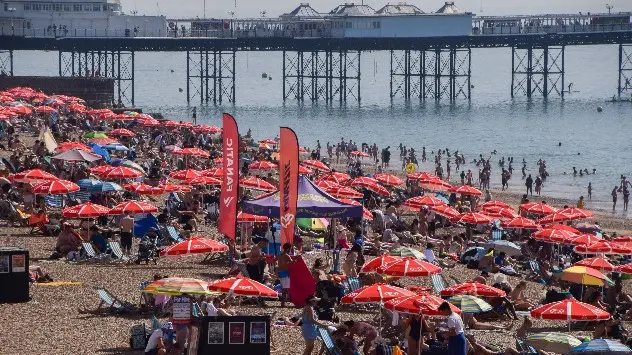 People on packed beach