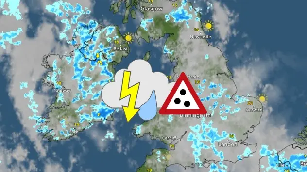teaser showing thunderstorm risk in UK and Ireland