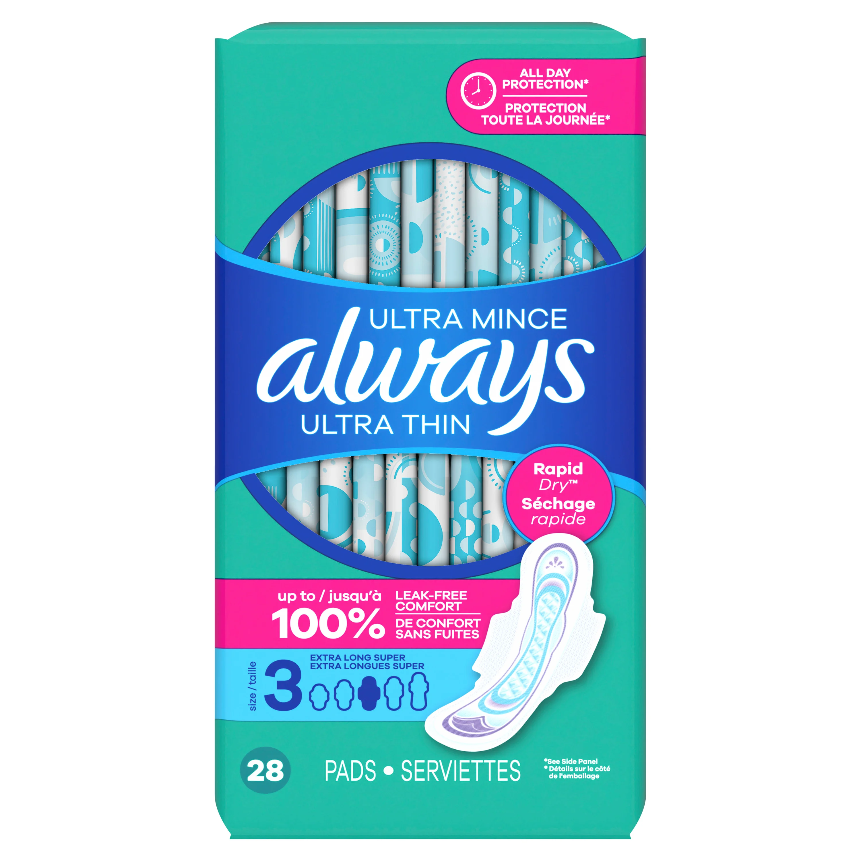Serviettes hygiéniques Always Ultra Thin, Taille 3, extra-longues super  avec ailes | Always®