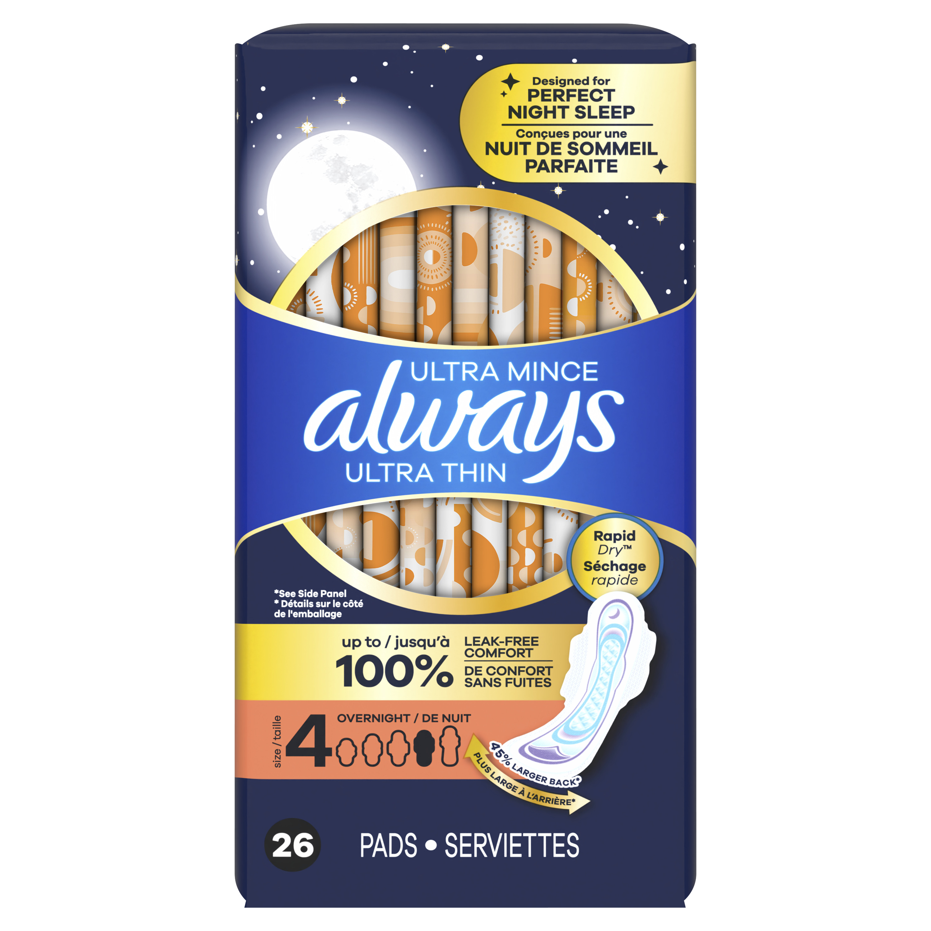 Serviettes Always Ultra Thin, de nuit, avec ailes, Taille 4 | Always®