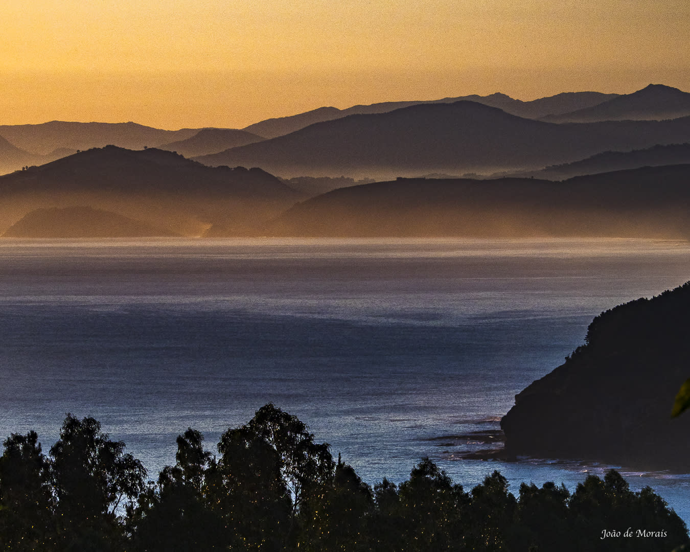 Daybreak over the Bay of Biscay and the Basque Mountains 