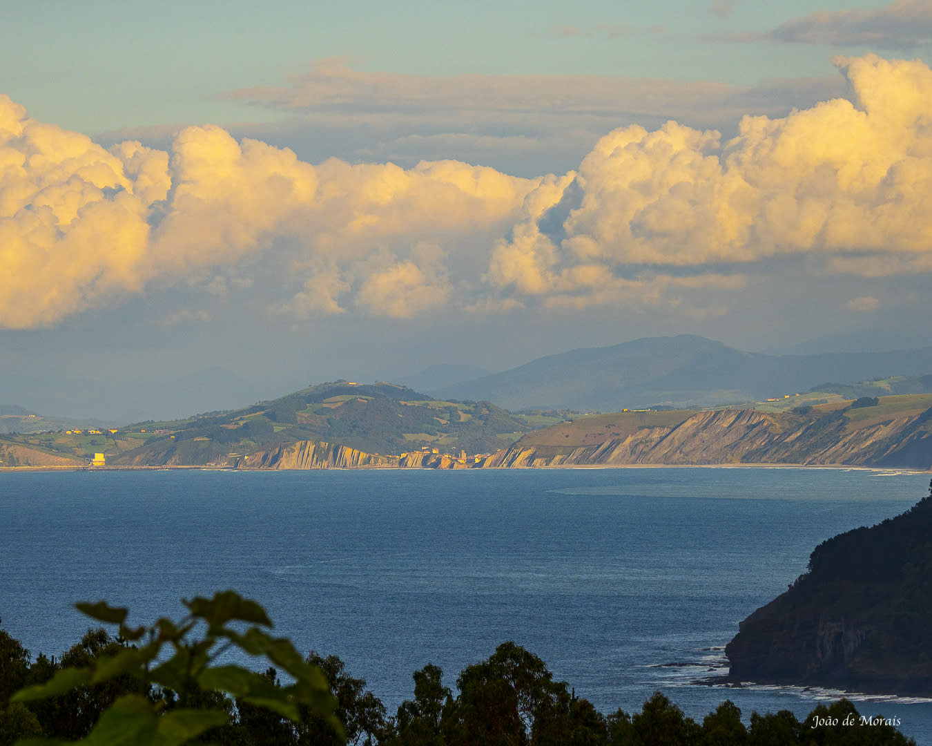 Nightfall over the Bay of Biscay and the Basque Mountains