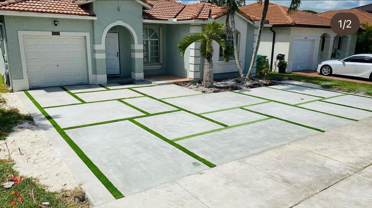 Diseño de concreto con césped