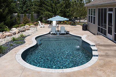 finish shown in pool water