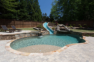 finish shown in pool water