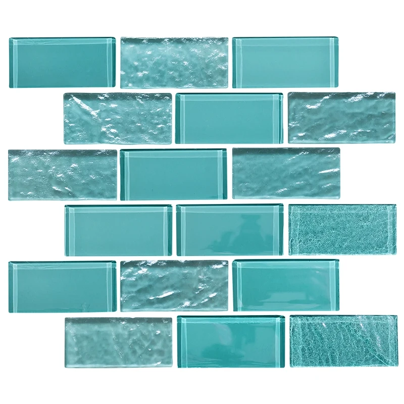 NPT Elysium Turquoise 2 by 4 inch iridescent glass pool tile