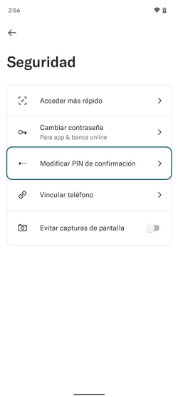 Imagen que muestra la pantalla de seguridad de la aplicación N26 en Android.