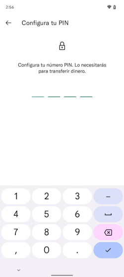 Imagen que muestra la pantalla de entrada de actualización de PIN de la aplicación N26 en Android.