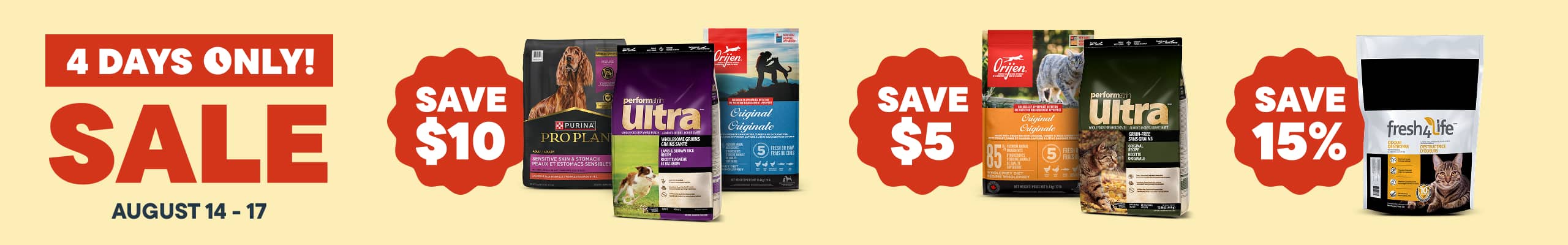 4 Days only! Sale. August 14-17, 2025