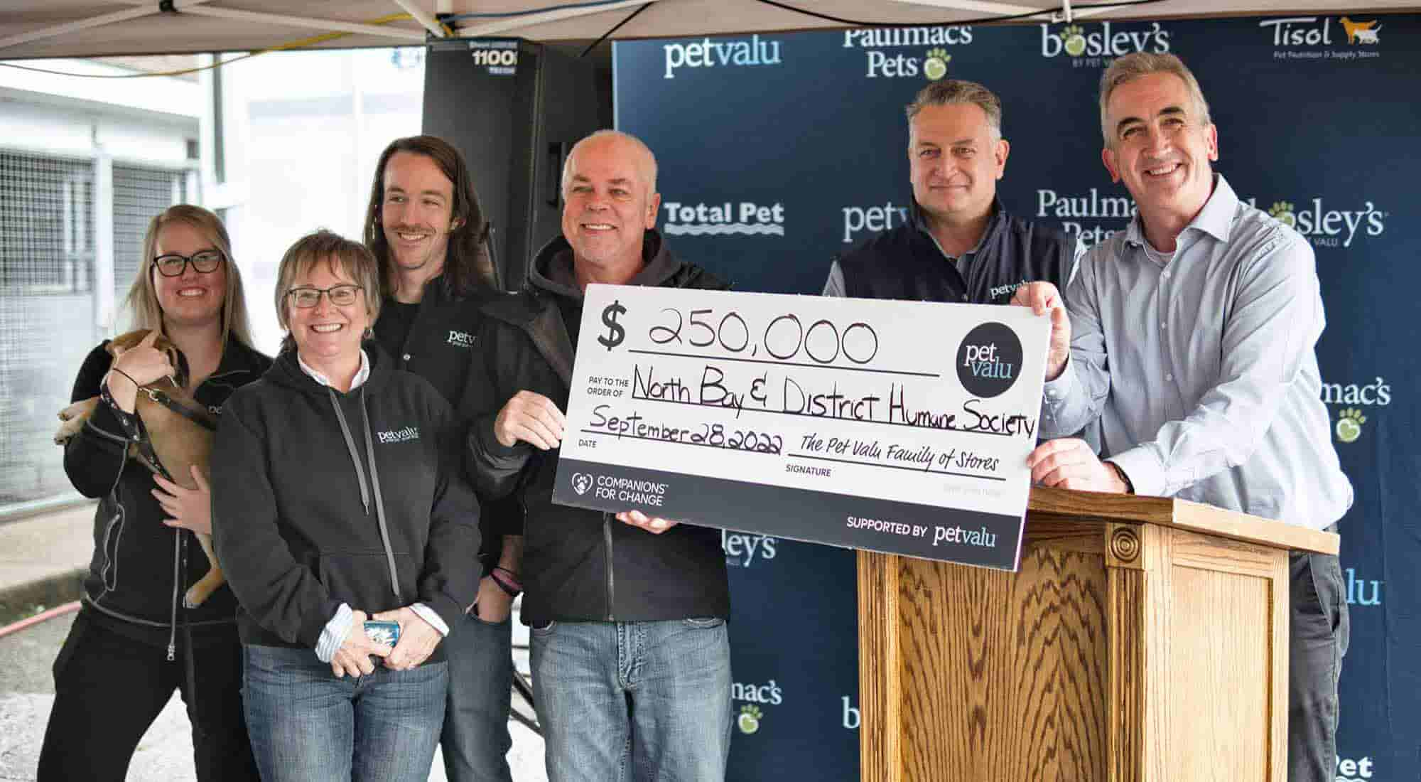  pet valu donated $250,000 to north bay and district humane society