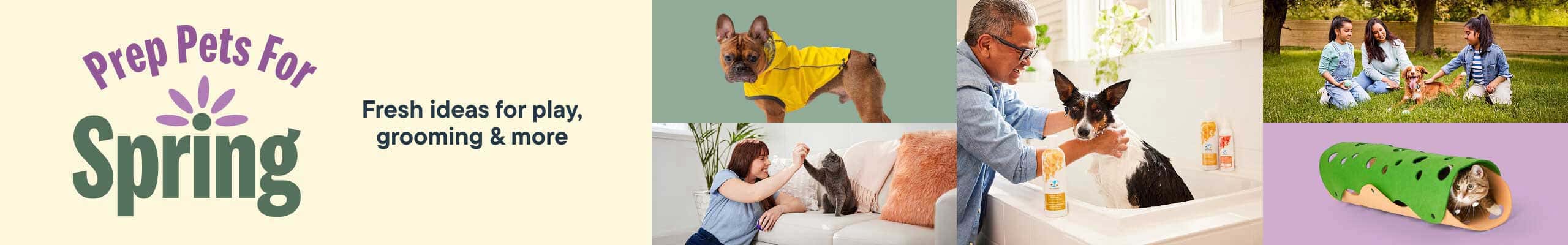 Prep Pets for Spring. Fresh Ideas for Play, grooming and more.