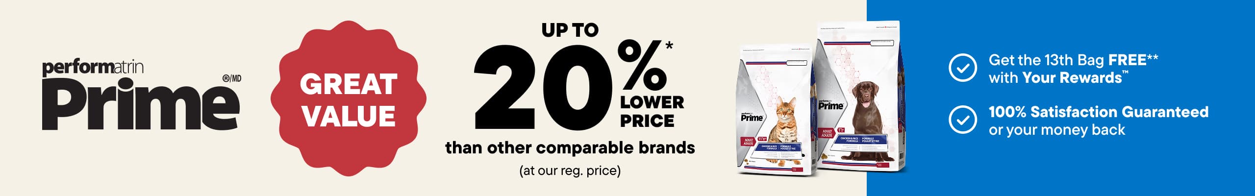 Performatrin Prime. Same Premium Quality. New Lower Price