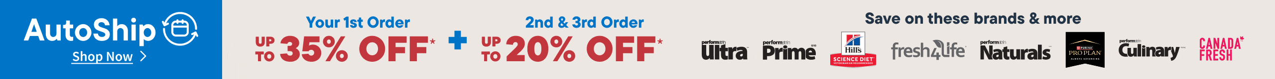 Get 20% OFF your first AutoShip order on food and treats from these dog and cat food brands   — plus enjoy 5% OFF every recurring order! Shop Now