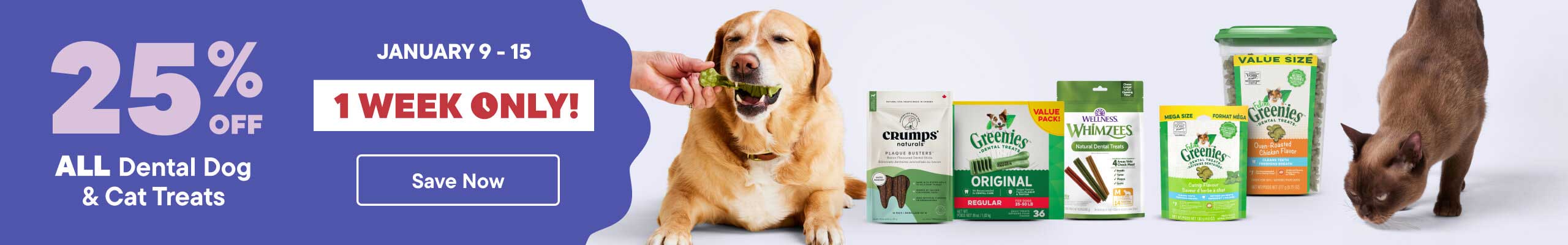 25% OFF ALL Dental Dog & Cat Treats​